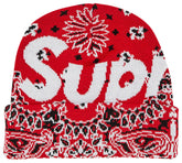 SUPREME BANDANA BIG LOGO BEANIE RED