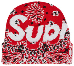 SUPREME BANDANA BIG LOGO BEANIE RED