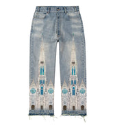 BRAVEST STUDIOS CATHEDRAL DENIM PANTS BLUE