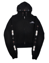 JAPANESE SORROWS EMBELLISHED ZIP UP HOODIE