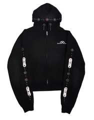 JAPANESE SORROWS EMBELLISHED ZIP UP HOODIE