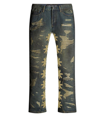 LOST SHDWS DSTROY DIRTY DENIM PANTS BONE