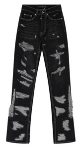 WHO DECIDES WAR GNARLY STRAIGHT RIPPED JEANS