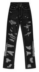 WHO DECIDES WAR GNARLY STRAIGHT RIPPED JEANS