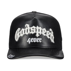 GODSPEED FOREVER BLACK LEATHER TRUCKER HAT