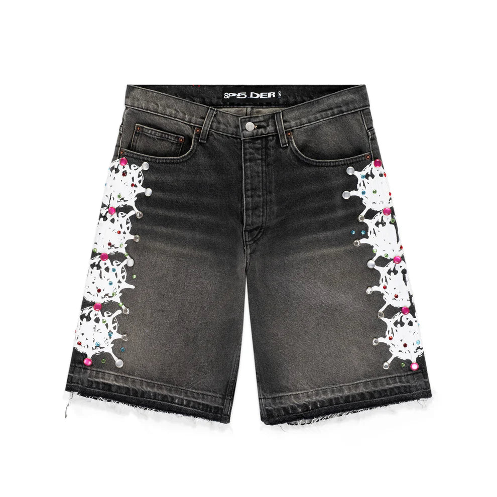SP5DER BLACK WEBSTONE DENIM SHORTS