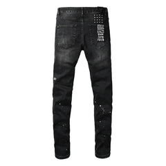 KSUBI PAINT SPLATTER RIPPED JEANS BLACK
