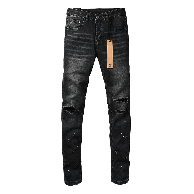 KSUBI PAINT SPLATTER RIPPED JEANS BLACK