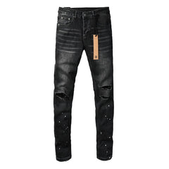 KSUBI PAINT SPLATTER RIPPED JEANS BLACK