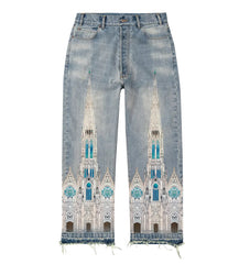BRAVEST STUDIOS CATHEDRAL DENIM PANTS BLUE