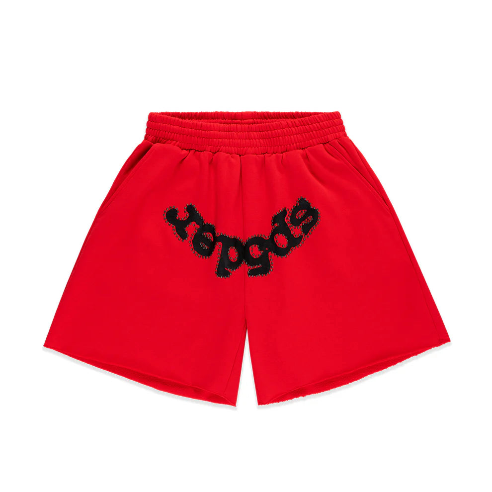 SP5DER RED OG STUDDED SHORTS