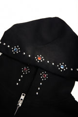 JAPANESE SORROWS EMBELLISHED ZIP UP HOODIE